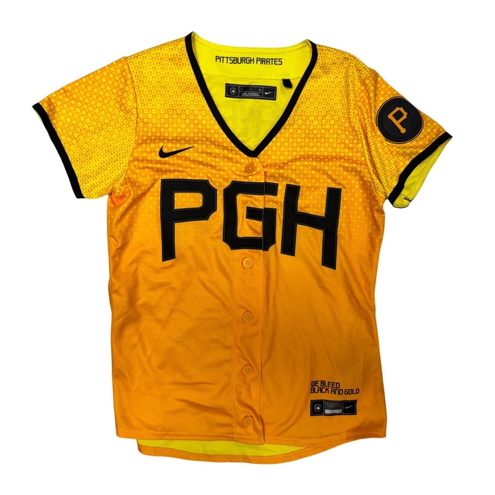 Nike Pittsburgh Pirates City Connect Jersey Ke'Bryan Hayes 13 Gold Womens Small